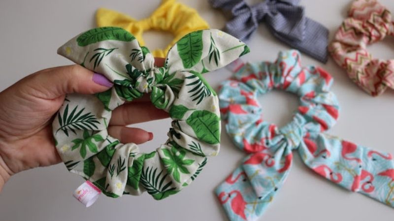 Como Fazer Scrunchie de Cetim com Laço: Molde Grátis