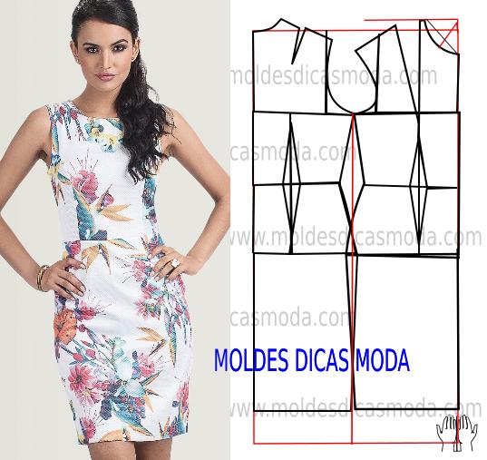 molde de vestido tubinho