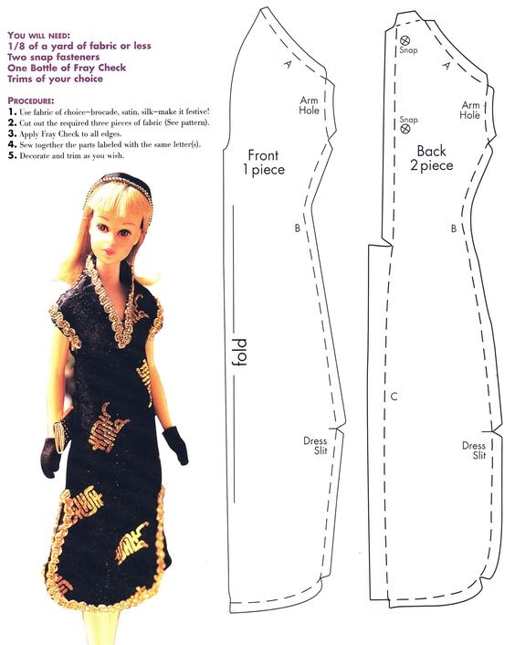 15 Moldes de Vestido de Boneca para Baixar Grátis