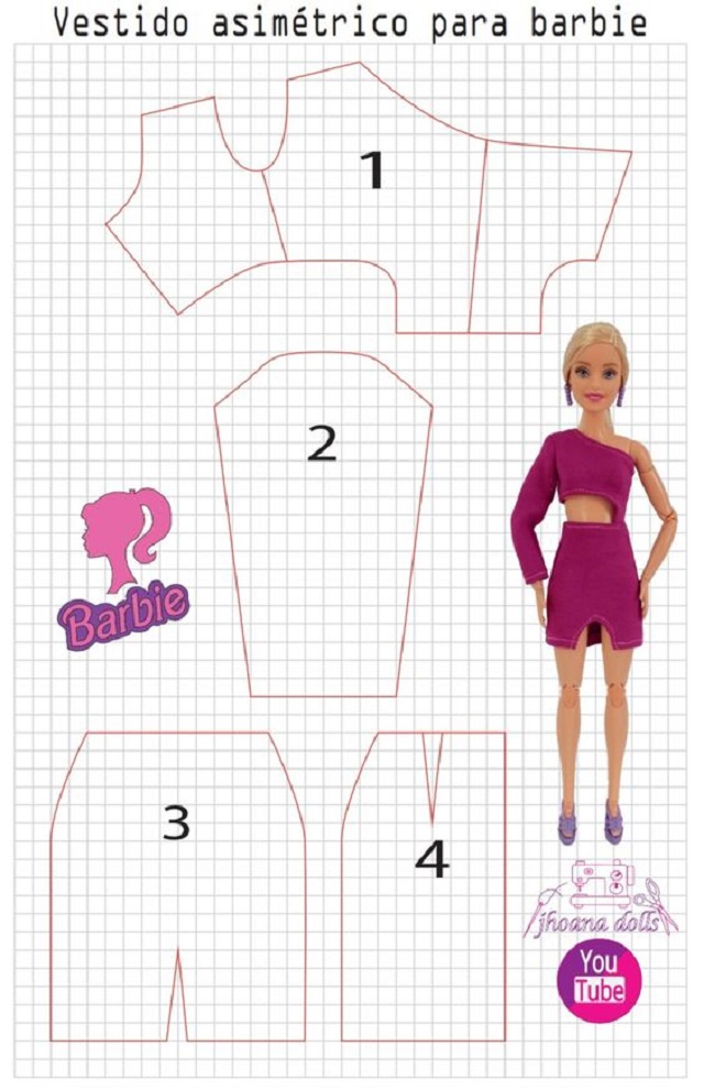 Molde roupa boneca barbie imprimir