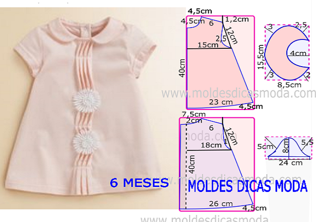 molde de vestido infantil 1 ano para imprimir