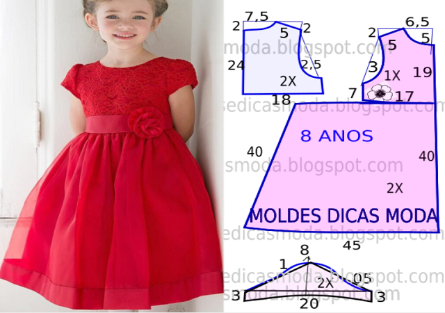 molde de vestido de bebê para imprimir