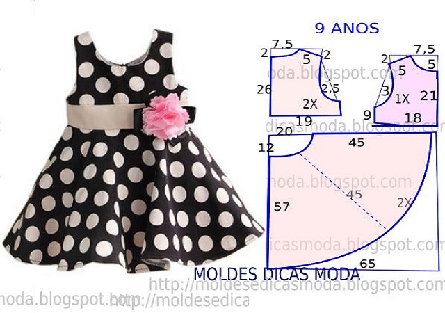 molde vestido infantil 3 anos