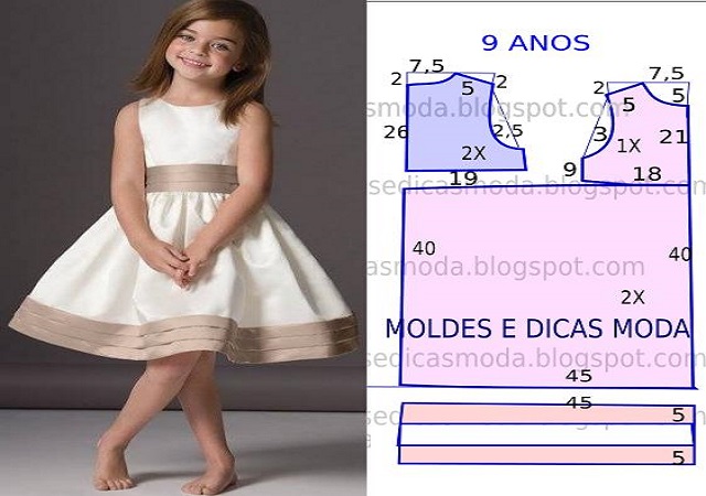 molde de vestido infantil 2 anos para imprimir