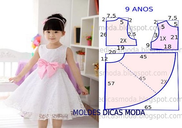 molde de vestido infantil para imprimir grátis