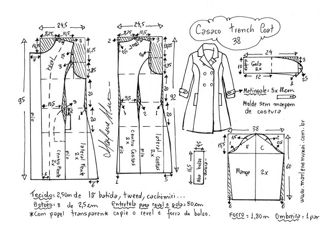 Molde de casaco feminino Marlene Mukai para imprimir