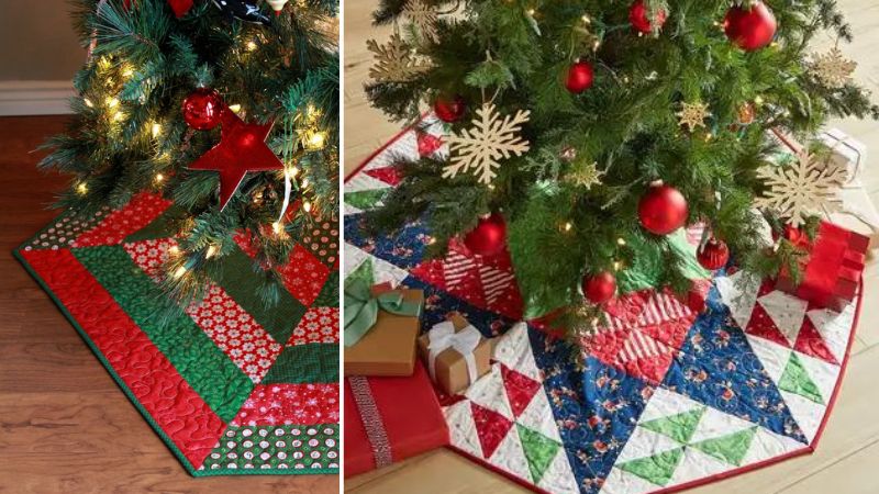 Decoração de Árvore de Natal: Saia para Árvore com Retalhos