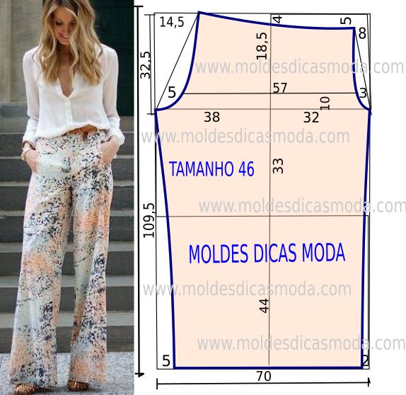 molde calça pantalona