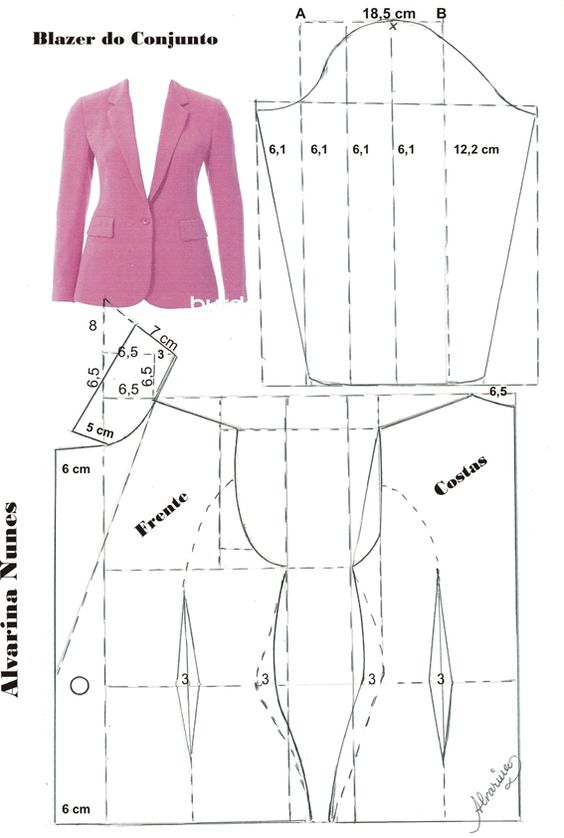 molde casaco feminino