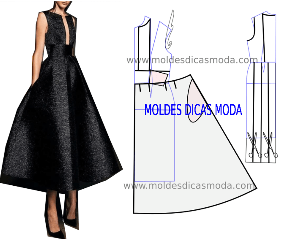 MOLDE VESTIDO DE CERIMONIA -236, Moldes Dicas Moda