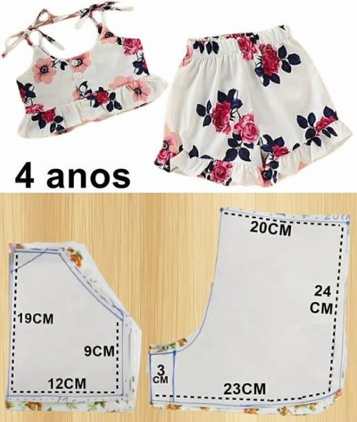 molde de conjunto infantil feminino