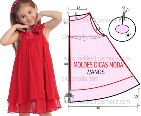 molde vestido infantil 4 anos para imprimir