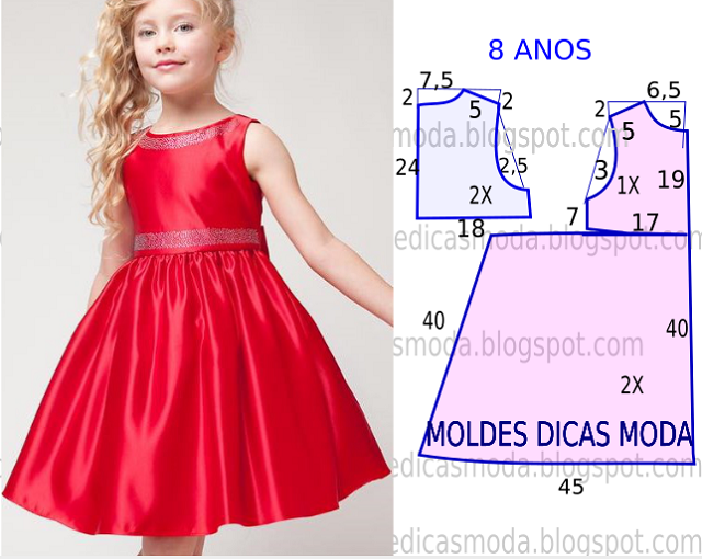 molde de vestido infantil para imprimir grátis