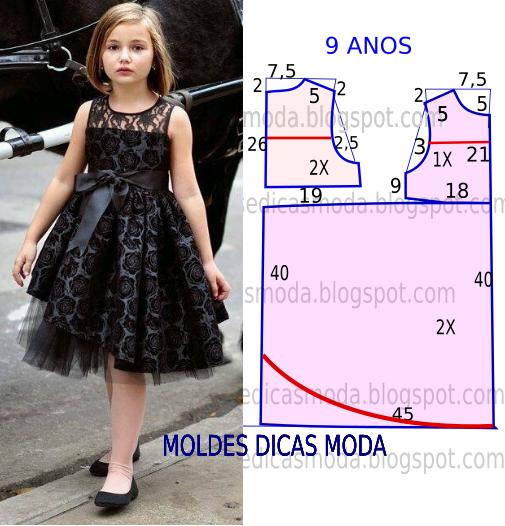 molde de vestido infantil simples para iniciantes