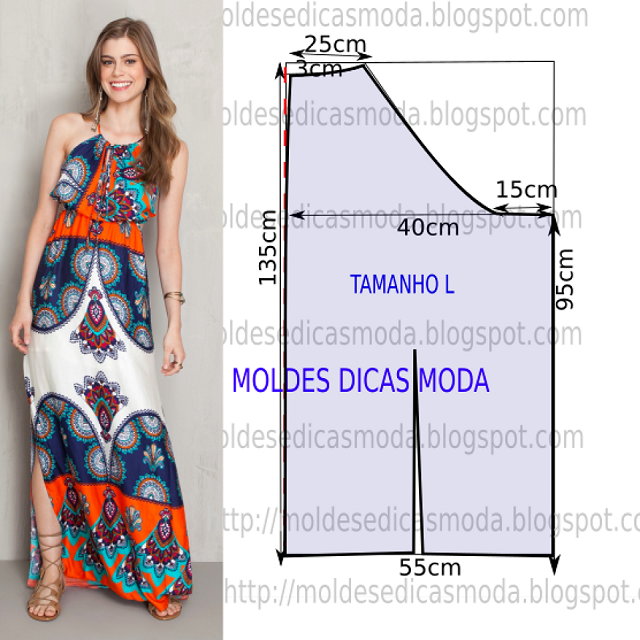 molde vestido longo para costurar