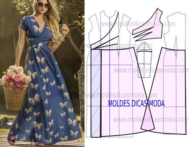 molde vestido longo para costurar