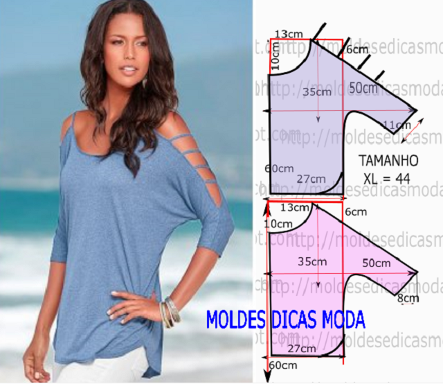 molde blusa manga morcego