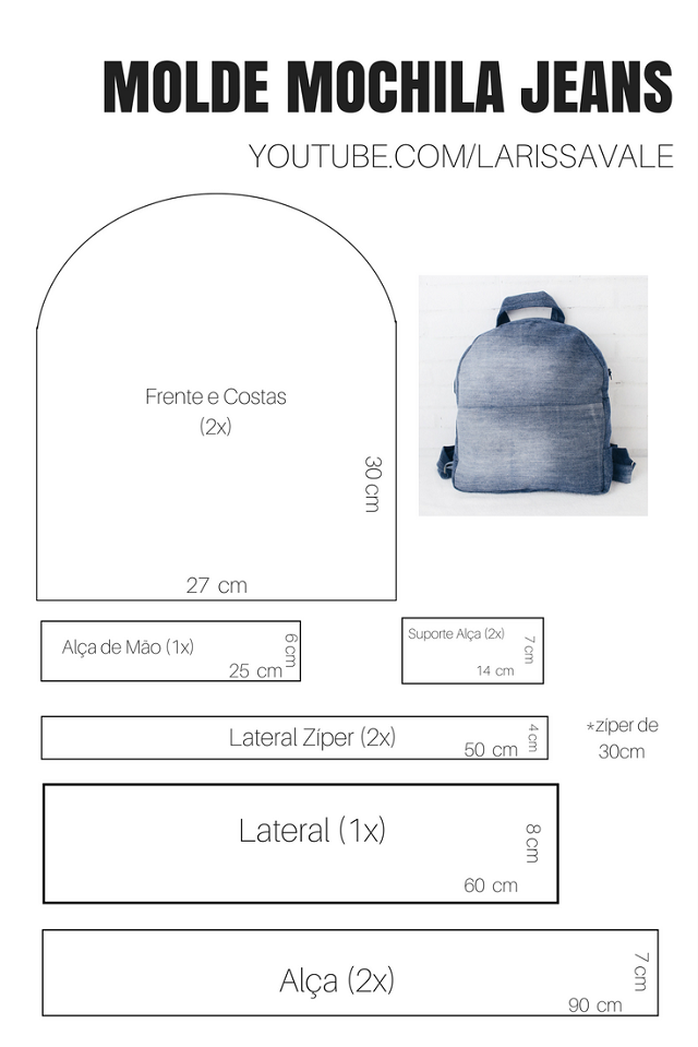 molde mochila jeans