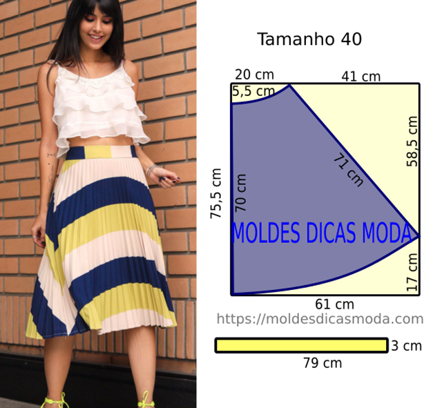 molde de saia rodada