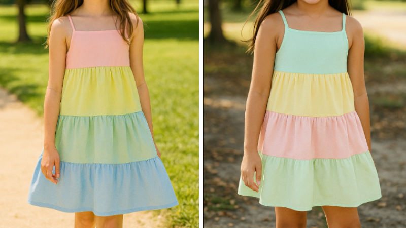 Vestido Infantil com Babado: Molde para Baixar e Imprimir Grátis